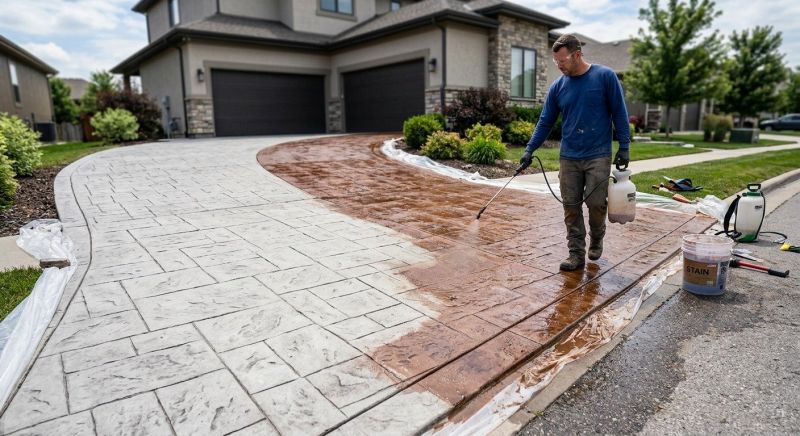 Driveway Concrete Staining in Fort Worth, TX